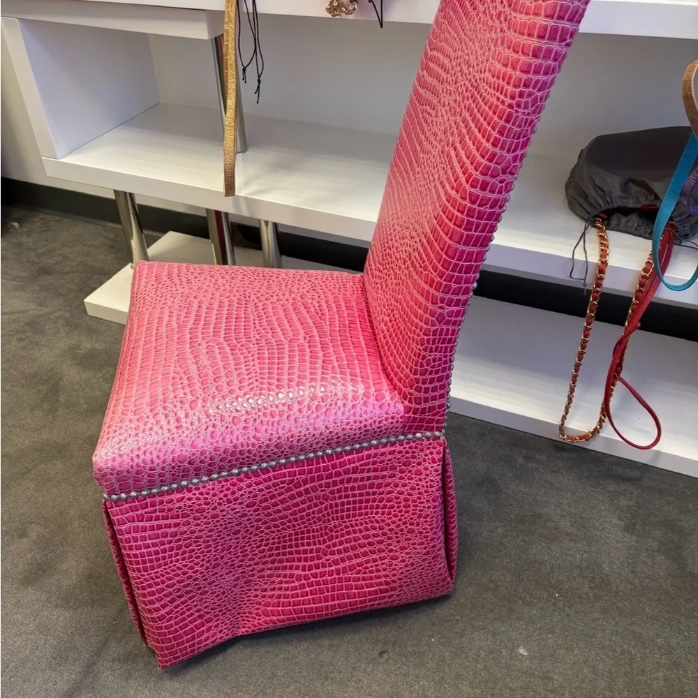 Vibrant Pink Crocodile Pattern Chair Covers pair of 2.